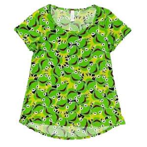 LULAROE Classic T-Shirt Muppets Kermit The Frog Print Green Womens XS